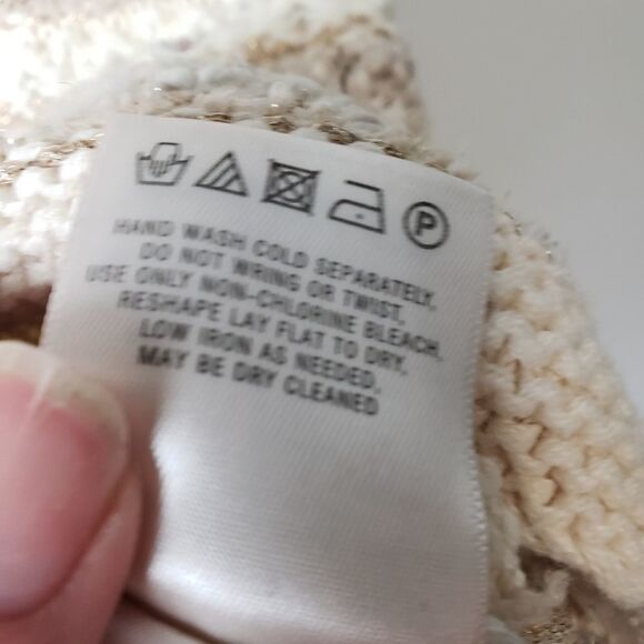 Anthropologie Little Yellow Bird Metallic Striped Knit Sweater - Picture 6 of 8